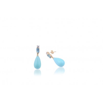 GEMSTONE 14 KT TOPAZLI ZİRKONLU FRÜZE KÜPE