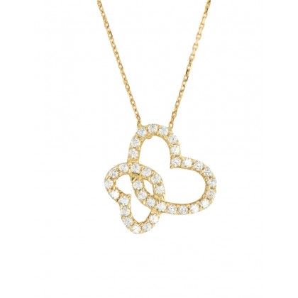 GEMSTONE ÇİFT KALPLİ KOLYE