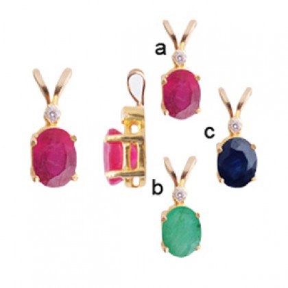 GEMSTONE 14 KT YAKUT ZÜMRÜT SAFİR KOLYE UCU