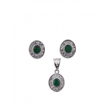 GEMSTONE 14 KT PIRLANTALI ZÜMRÜT SET