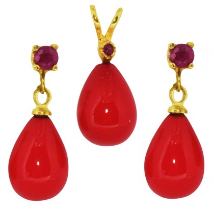 GEMSTONE YAKUTLU MERCAN SET