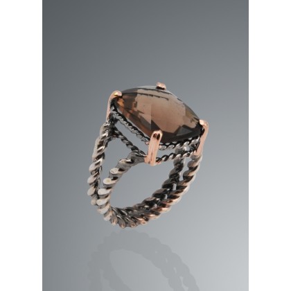 GEMSTONE SMOKEY KUVARS YÜZÜK