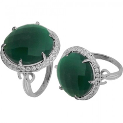 GEMSTONE 925 GÜMÜŞ YEŞİM TAŞLI YÜZÜK