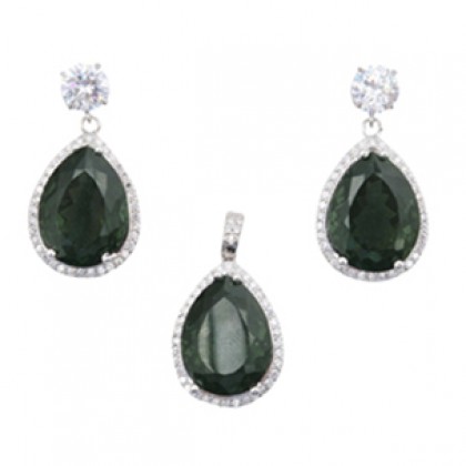 GEMSTONE 925 GÜMÜŞ YEŞİL AMETİST SET