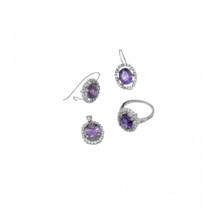 GEMSTONE 925 GÜMÜŞ AMETIS SET